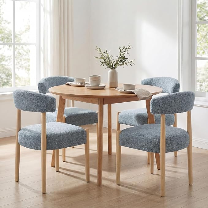 VKNOW Wooden Dining Chairs Set of 4, Modern Upholstered Dining Room Chairs wi...