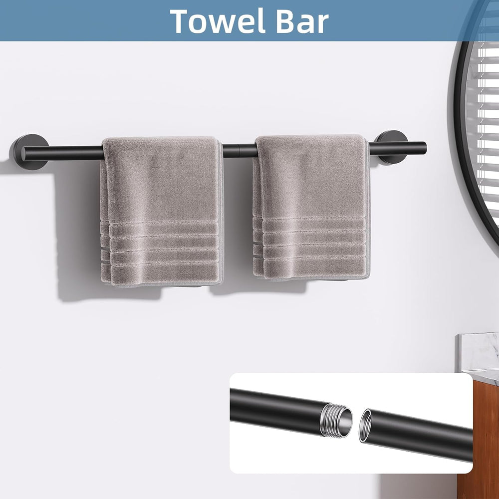 10 Pieces Matte Black Bathroom Hardware Accessories Towel Bar Set Black Towle...