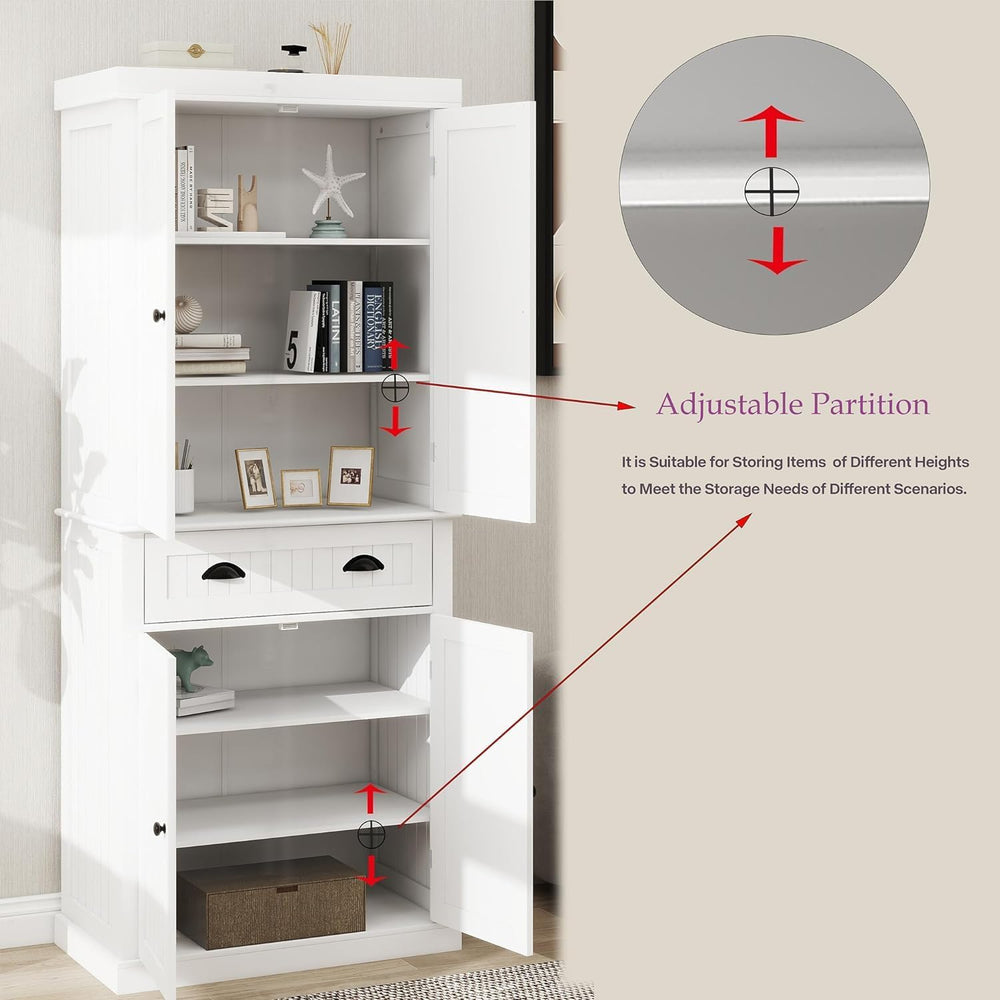 71" Pantry Cabinet, Freestanding Tall Cupboard Storage Cabinet with a Dr...