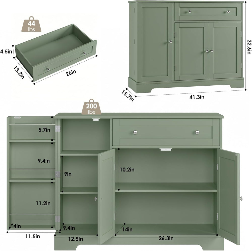 HOSTACK Buffet Cabinet with Storage, Modern Sideboard Buffet with Doors, Wood...