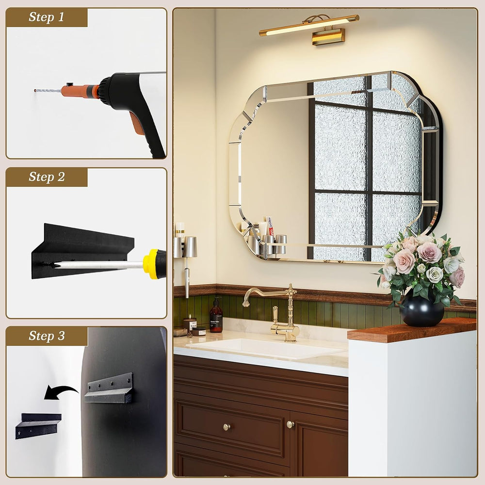 47.2" x 31.5" Large Entry Mirror, Wall Mounted Arched Mirror with D...