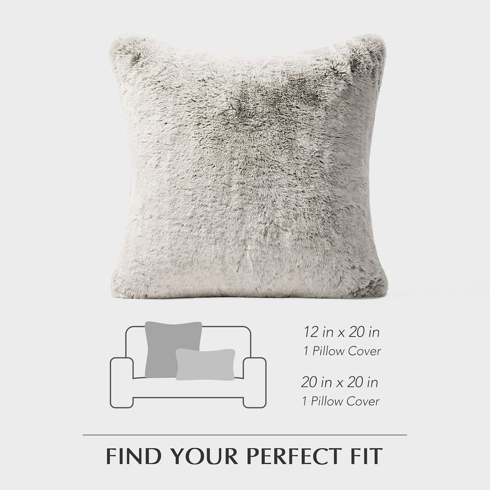 EverGrace Faux Chinchilla Fur Throw Pillow Cover, 20"x20", Champagn...