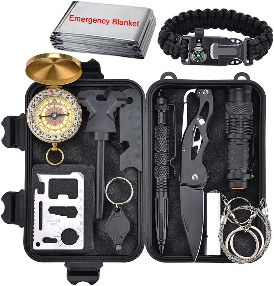 XUANLAN Emergency Survival Kit 13 in 1, Outdoor Survival Gear Tool with Survi...