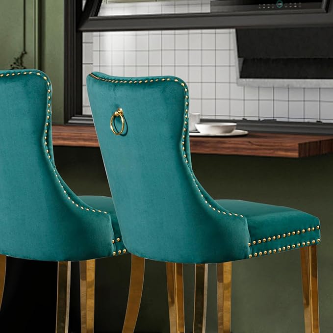 Velvet Upholstered Dining Chairs Set of 4, Modern Style Kitchen Side Chairs w...