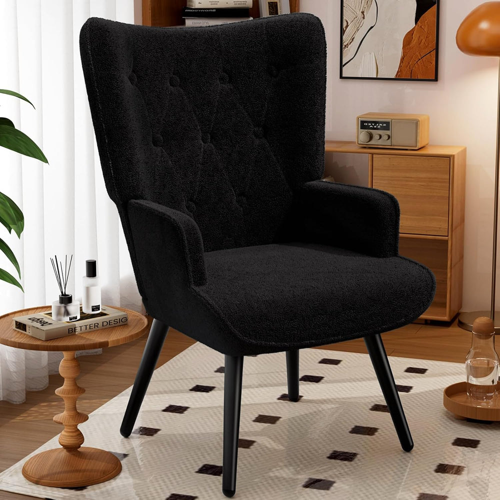 TLSUNNY Accent Chair, Upholstered Teddy Fabric Living Room Chairs | High Back...