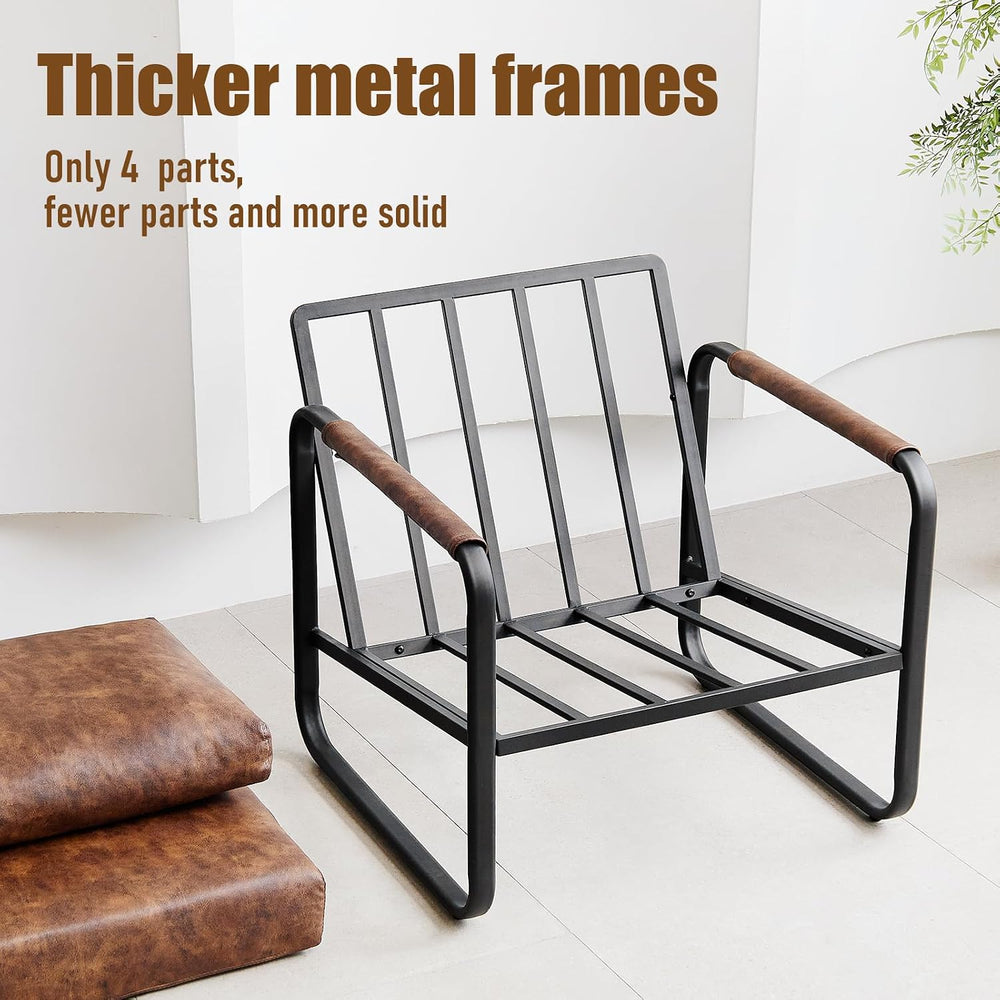 PrimeZone Faux Leather Mid-Century Modern Accent Chair Set of 2, Brown