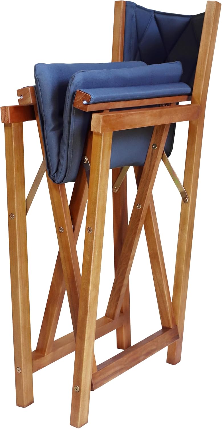 JONATHAN Y Waldo Foldable Acacia Wood Director Chair Set of 2, Blue