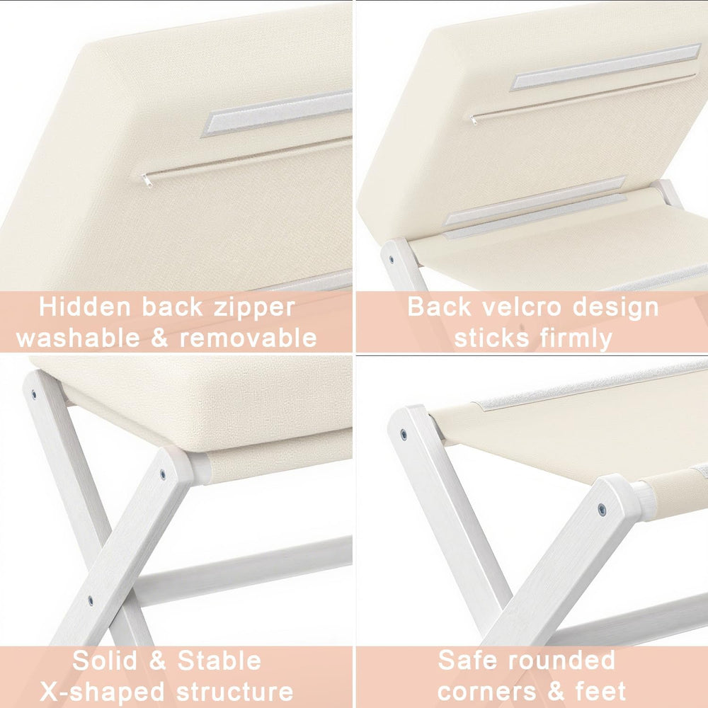 BAMBOOHOMIE Foldable Foot Stool Ottoman, Modern Foot Rest with Bamboo X Legs ...