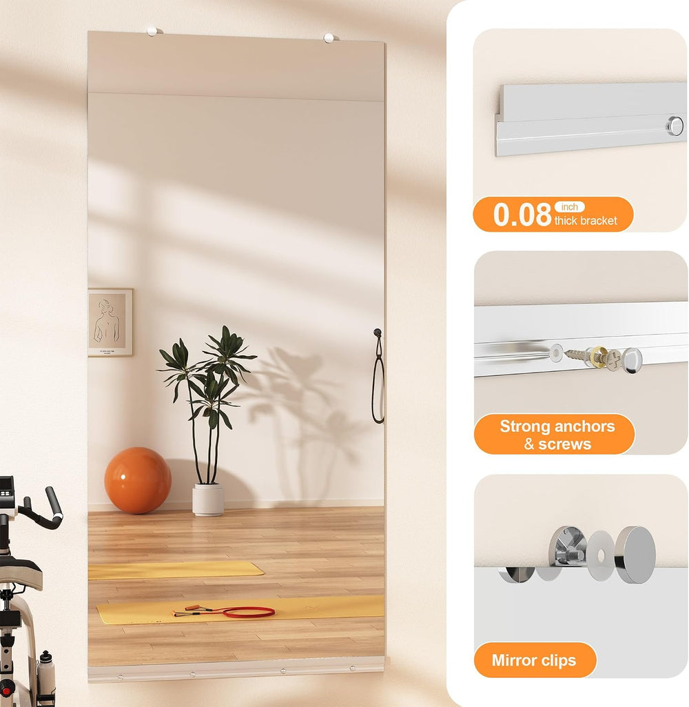Hasipu 2 Pack Home Gym Mirrors with Glass Clamps, 72"x36" Each, Ful...