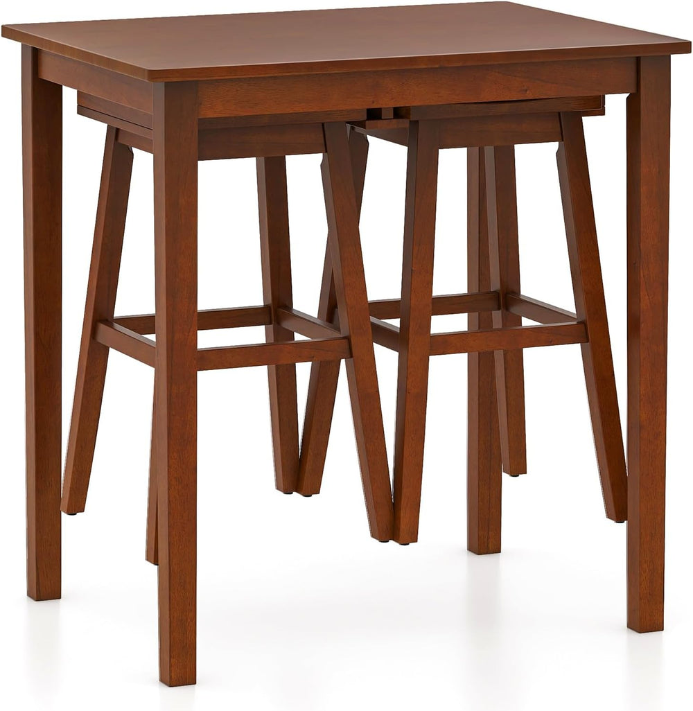 Giantex Bar Table and Chairs Set - 3-Piece Counter Height Dining Table Set wi...