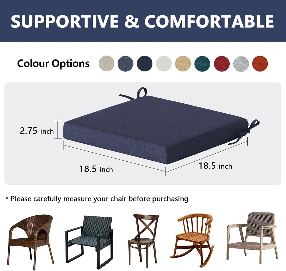 Goodgoods 18x18 Outdoor Chair Cushions Set of 4, 35D Foam, Midnight