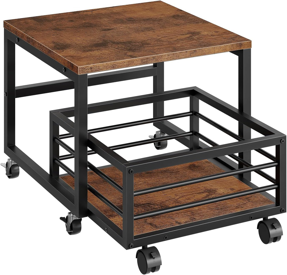 HOOBRO End Table, Mini Fridge Stand with Storage, Mini Fridge Table with Whee...