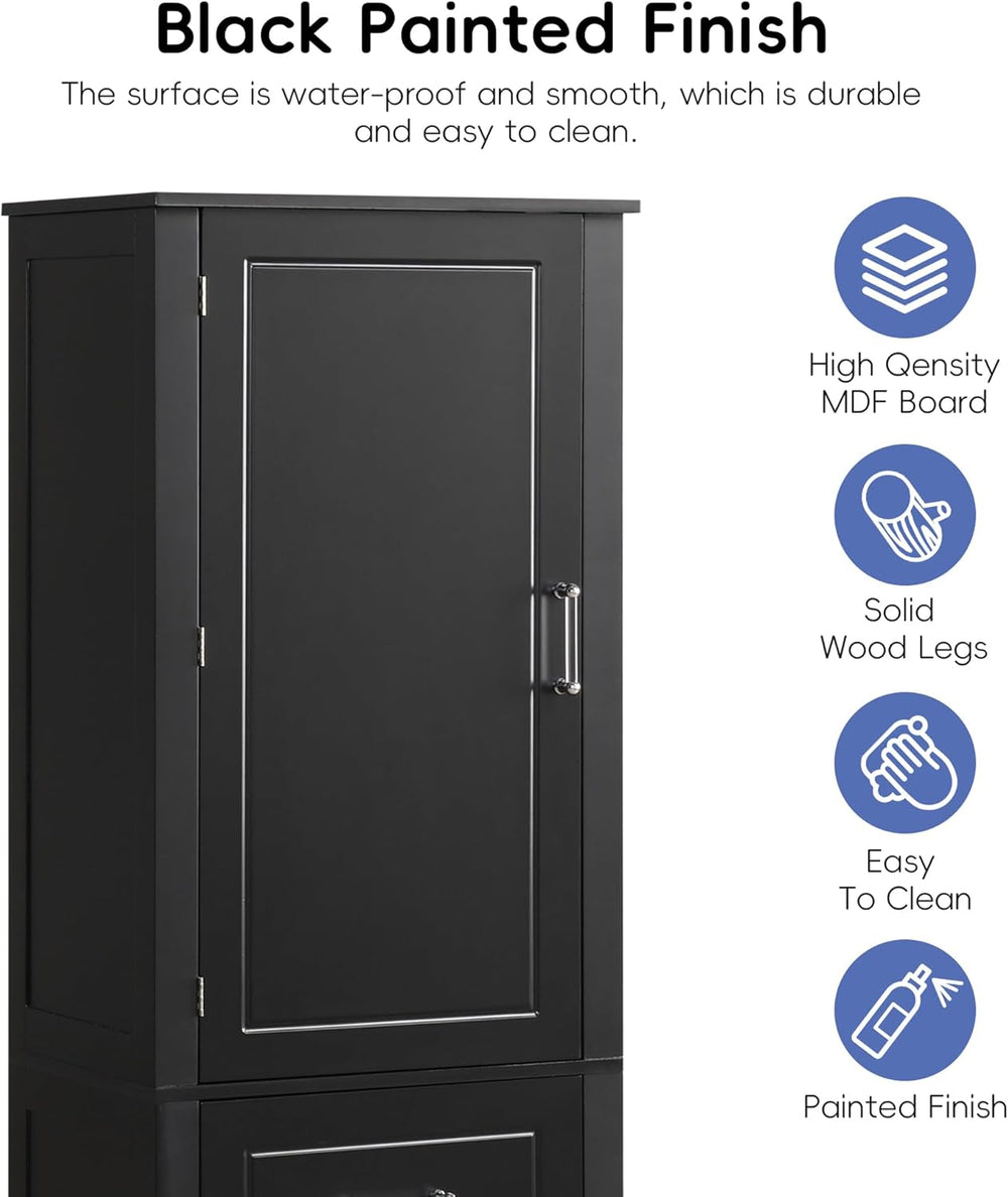 Merax 61.4" Pantry Cabinet with One Door & Two Drawers, Adjustable S...