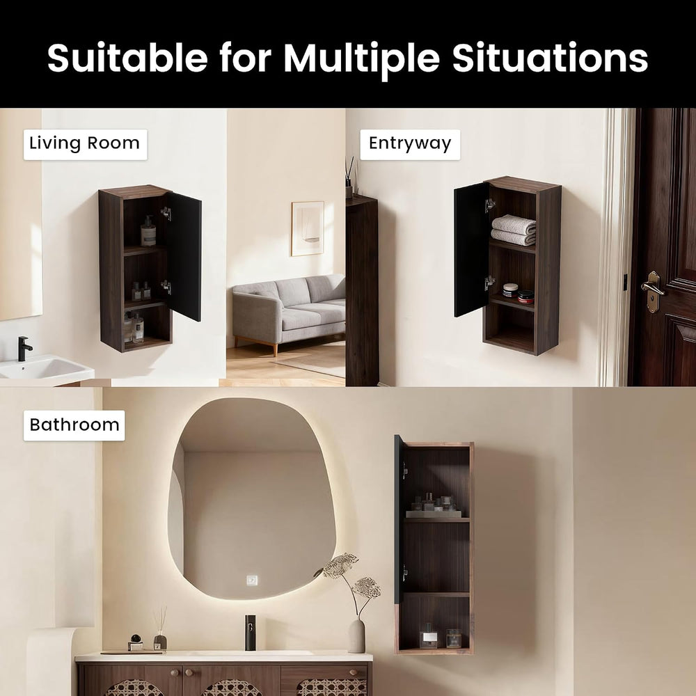 12" Floating Bathroom Storage Cabinet, Modern Wall Cabinets with Soft-Cl...