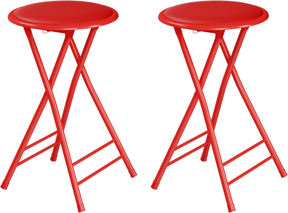 Lavish Home Folding Stool - Set of 2 Counter Height Bar Stools – 24-Inch Back...