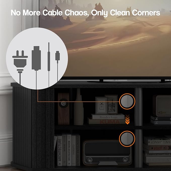 Corner TV Stand 43 Inch, Mid Century Corner Entertainment Center with Sliding...
