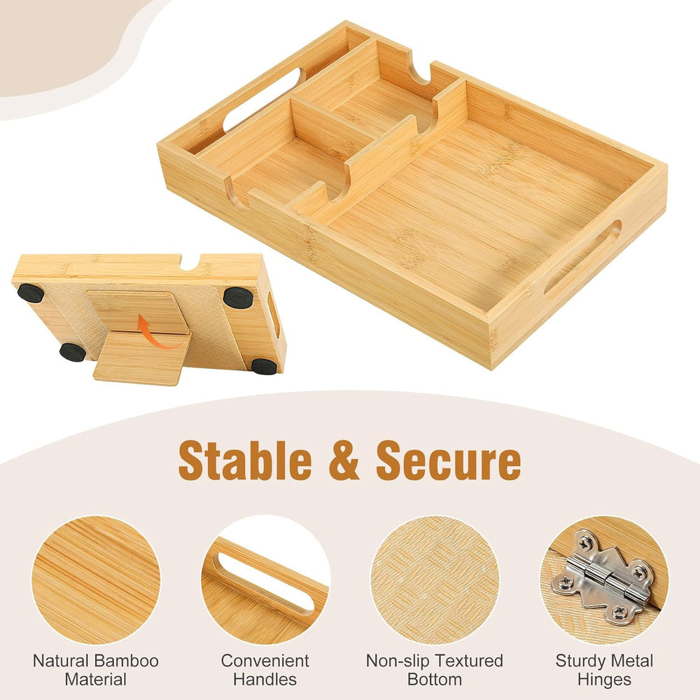 Couch Tray Insert for Middle Seat, Couch Table with 2 Cup Holders | Fits Arml...