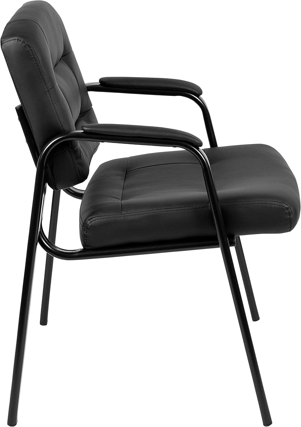 Flash Fundamentals Black LeatherSoft Executive Reception Chair with Black Met...