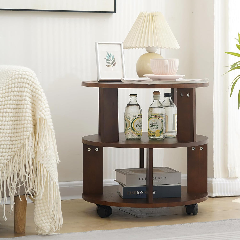 Solid Wood Coffee Table with Wheels,Modern Rolling Side Table for Living Room...