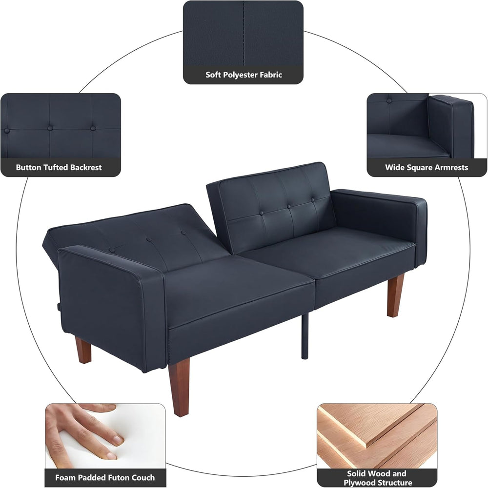 mikibama Convertible Futon Sofa Bed with Split Back,Mid Century Modern Sleepe...