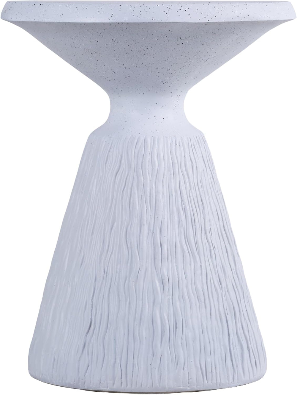 IRONORA Textured Concrete Accent Side Table, Hourglass Shaped Round Outdoor E...