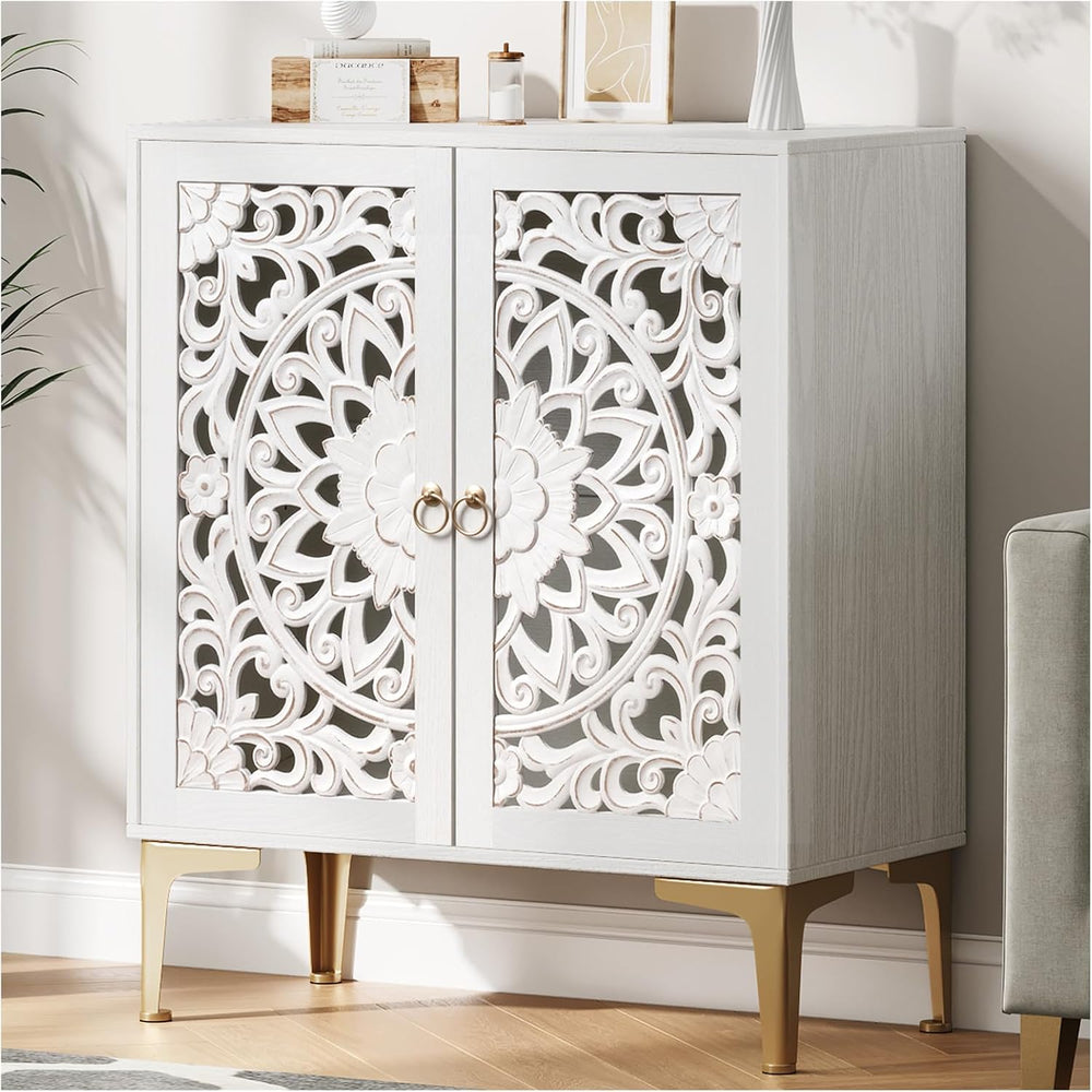 JOINICE 31.5" Accent Cabinet with Doors & Storage for Living Room,White