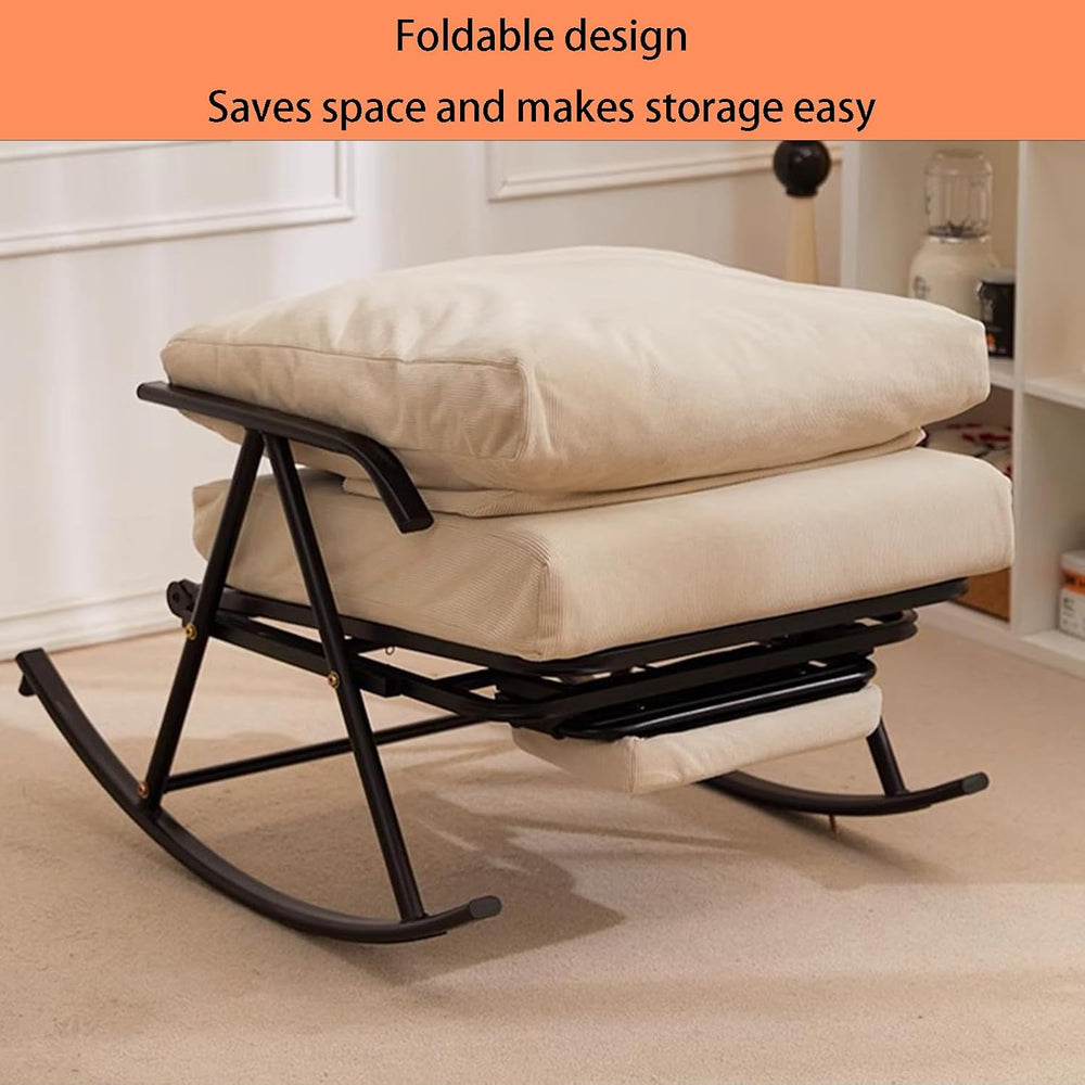 Single Rocking Chair with a Retractable footrest, Armchair with Adjustable ba...