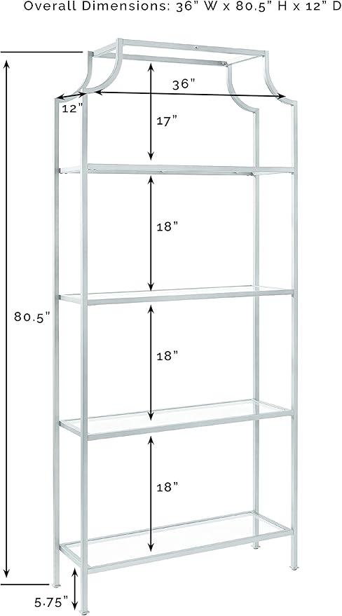 Crosley Furniture Aimee Bookshelf with Glass Shelves, Bookcase Storage, Gold ...