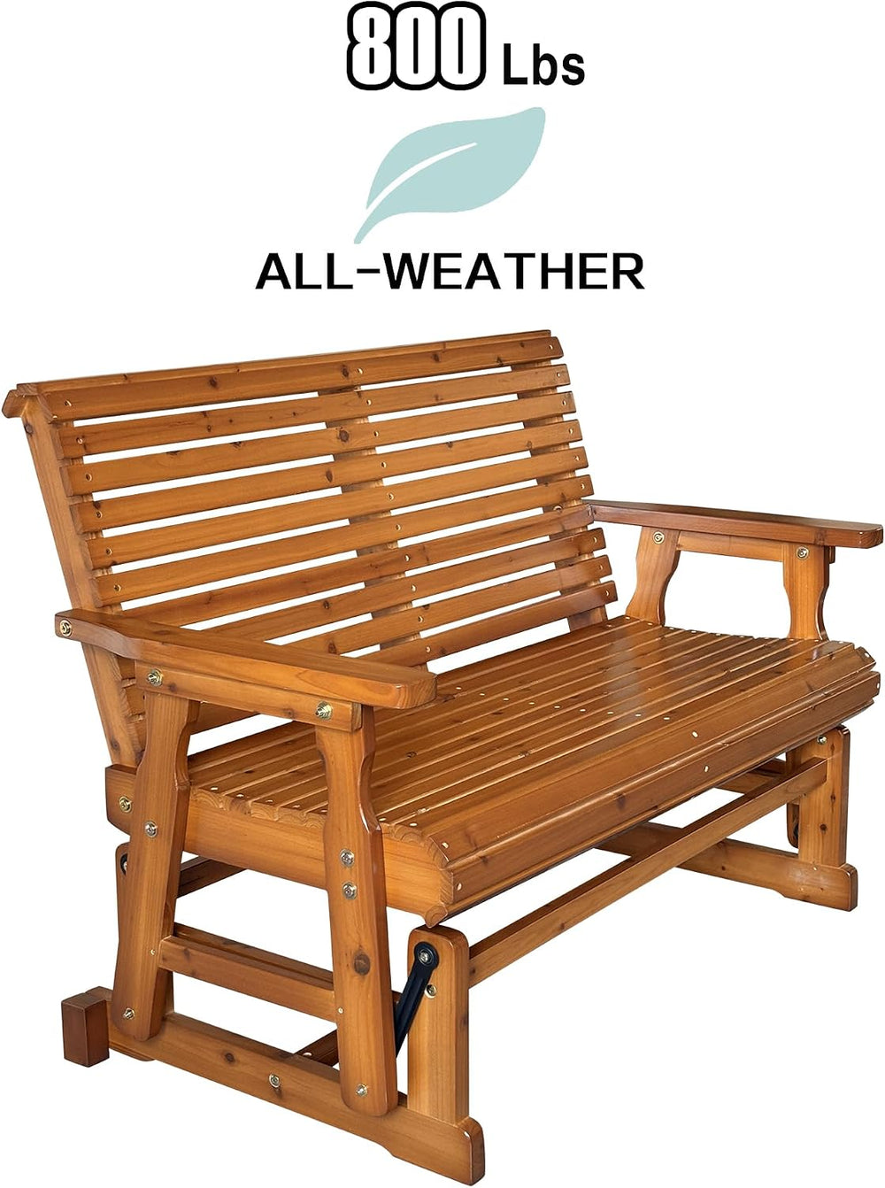 Fortune Candy Wooden Patio Glider with High Roll Back and Deep Contoured Seat...