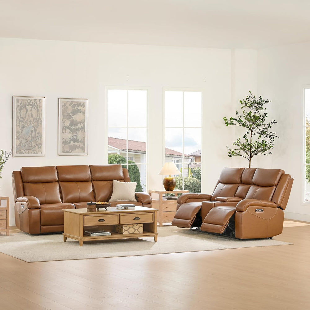 Watson & Whitely Genuine Leather Power Recliner Sofa & Loveseat Set, ...