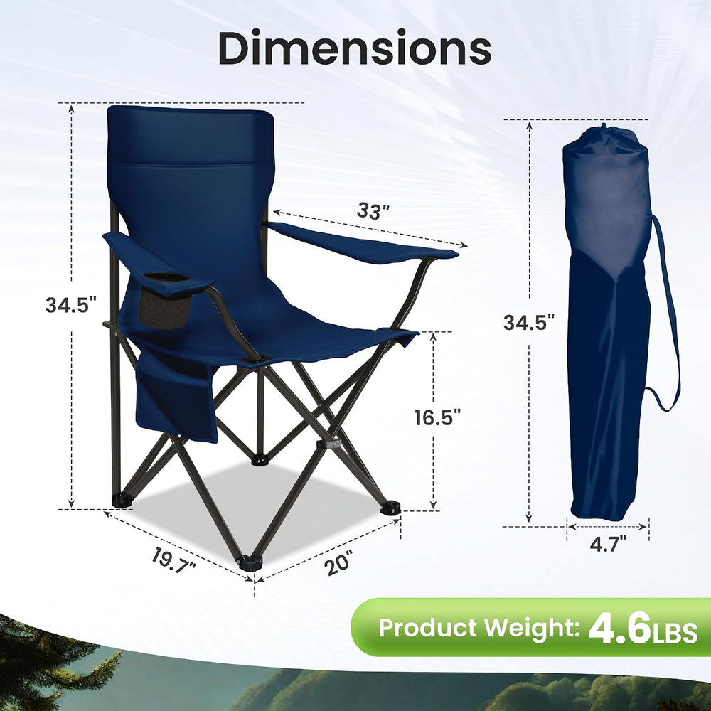 Portable Camping Chair 2 Pack, Folding Outdoor Chair with Cup Holder & Si...
