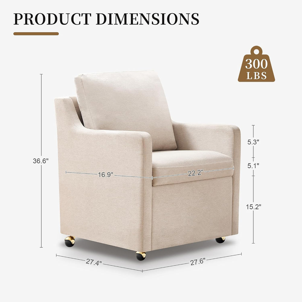Modern Dining Chair, Linen Upholstered Dining Chairs with Back Pillow and 4 C...