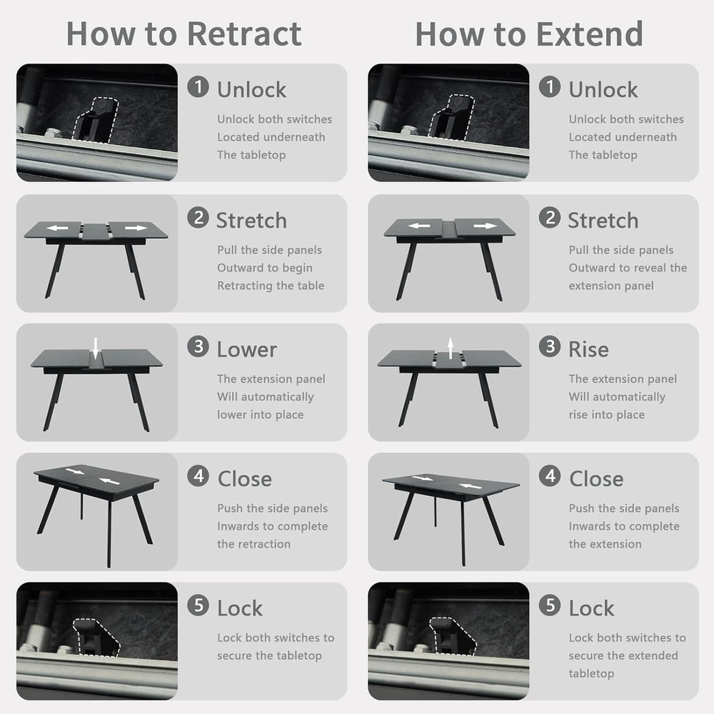Extendable Dining Table 47-59 Inch - Space-Saving Slide-Out Design, Black Lav...