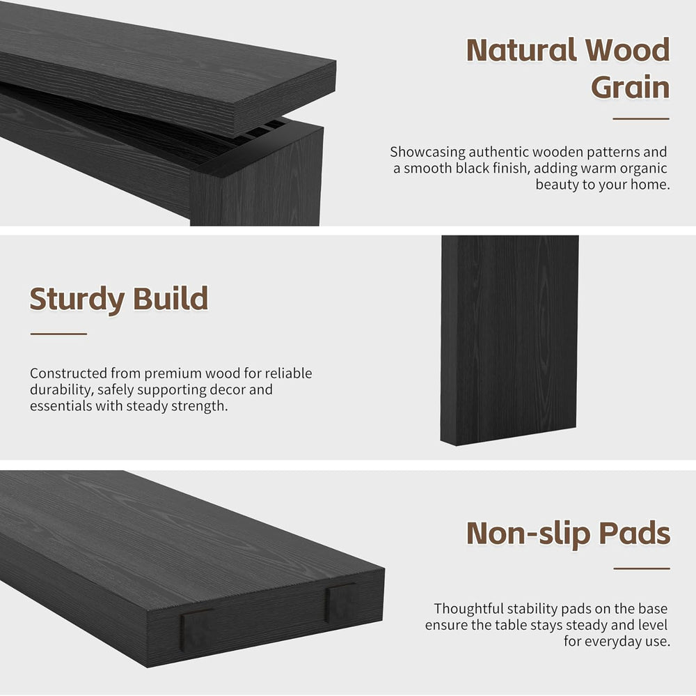 Epecoya 63-Inch Black Console Tables for Entryway Mid Century | Wooden Sofa T...