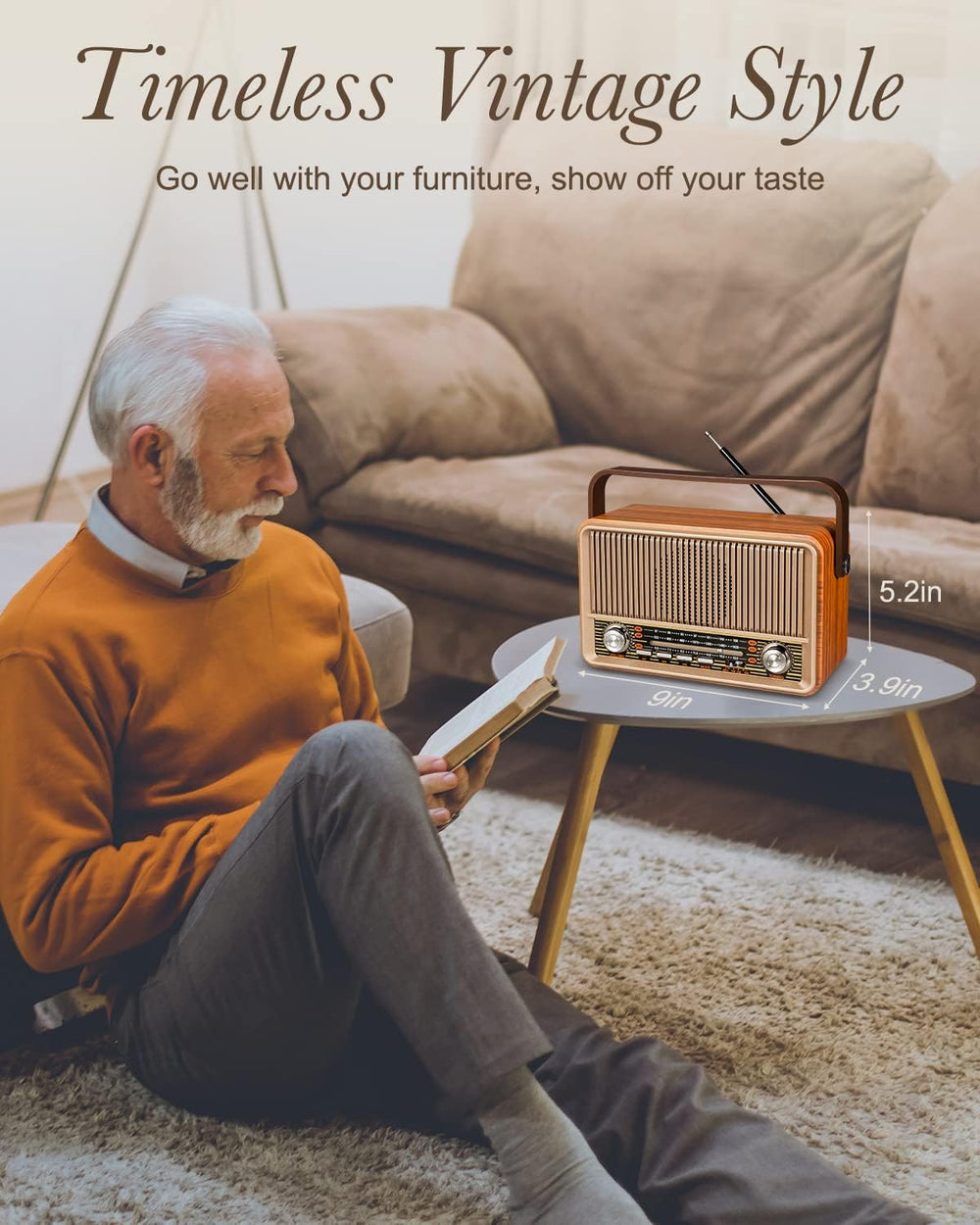 PRUNUS J-120 Radio Portable AM FM, Gifts for Mom Father, Plug in Wall