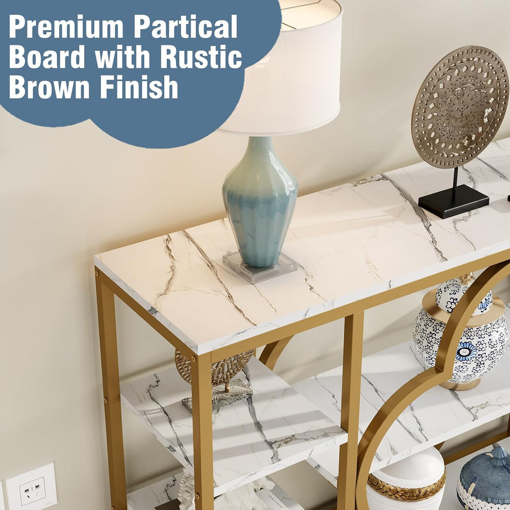GiftGo 47" Industrial Console Tables for Entryway Rustic Sofa Table Behi...