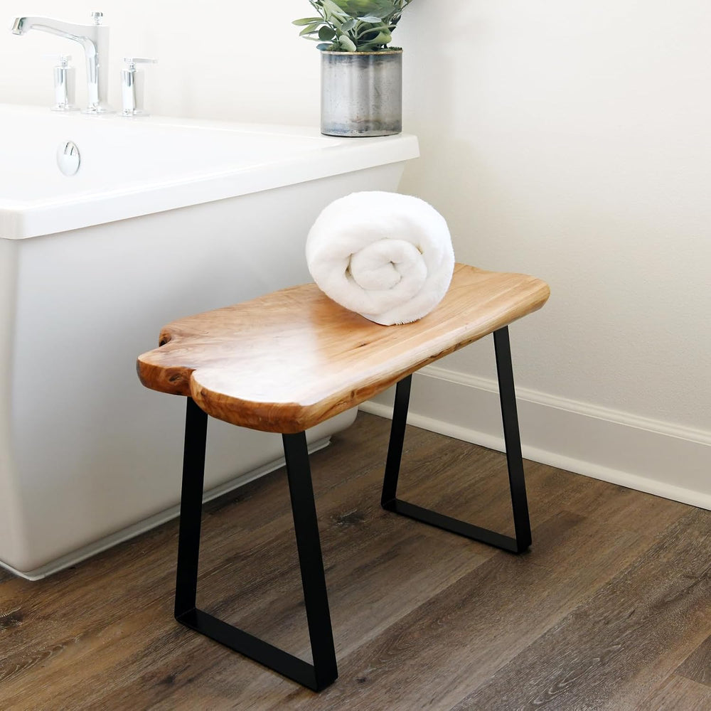 WELLAND Live Edge Cedar Entryway Bench with Metal Legs, 28" | Live edge ...