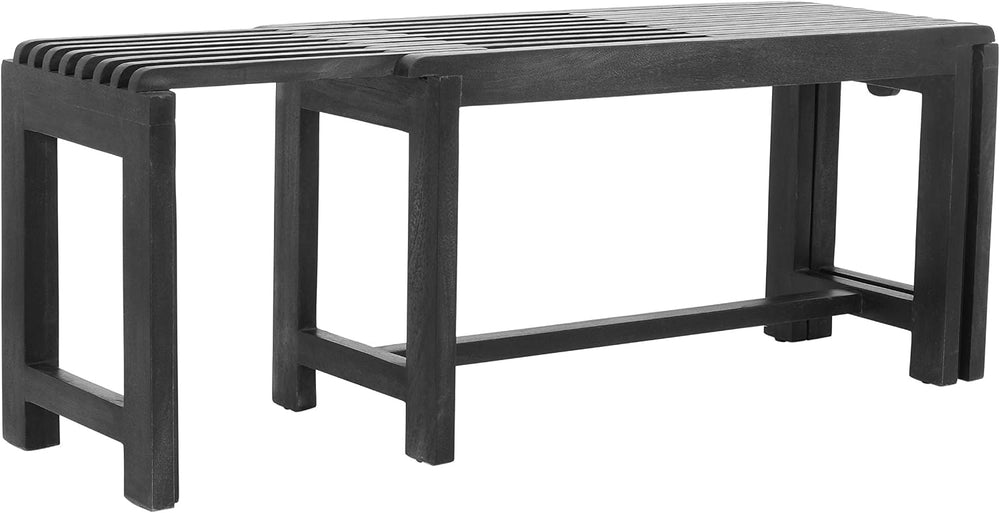 Jofran Global Archive Bradford Extendable Solid Mango Wood Bench, Mid-Century...
