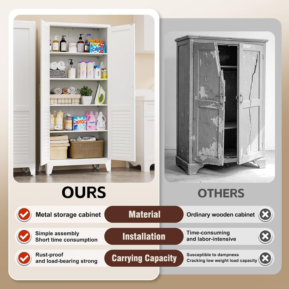 61''Kitchen Pantry cabinet ,Adjustable Storage Cabinet with 2 Doors a...