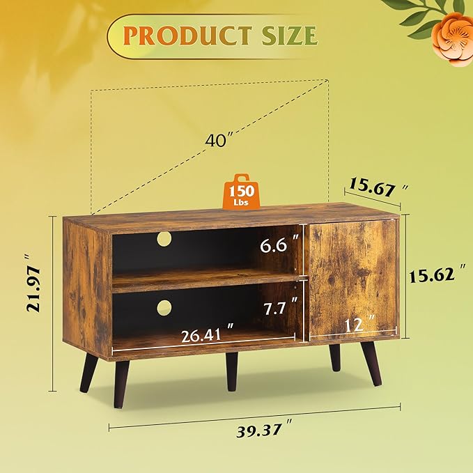 WLIVE TV Stand for 43 Inch TV, Small Entertainment Center with Storage Cabine...