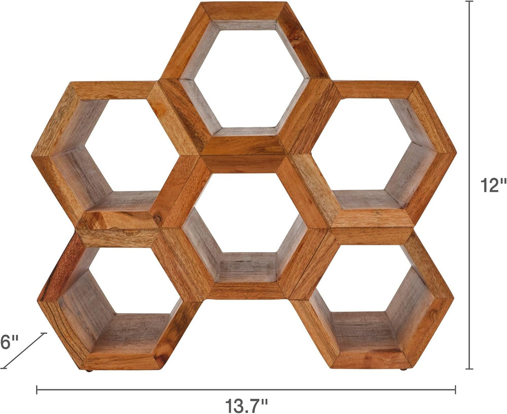 Gourmet Basics by Mikasa Amara Honeycomb 6 Bottle Acacia Wood Wine Rack, 13.7...
