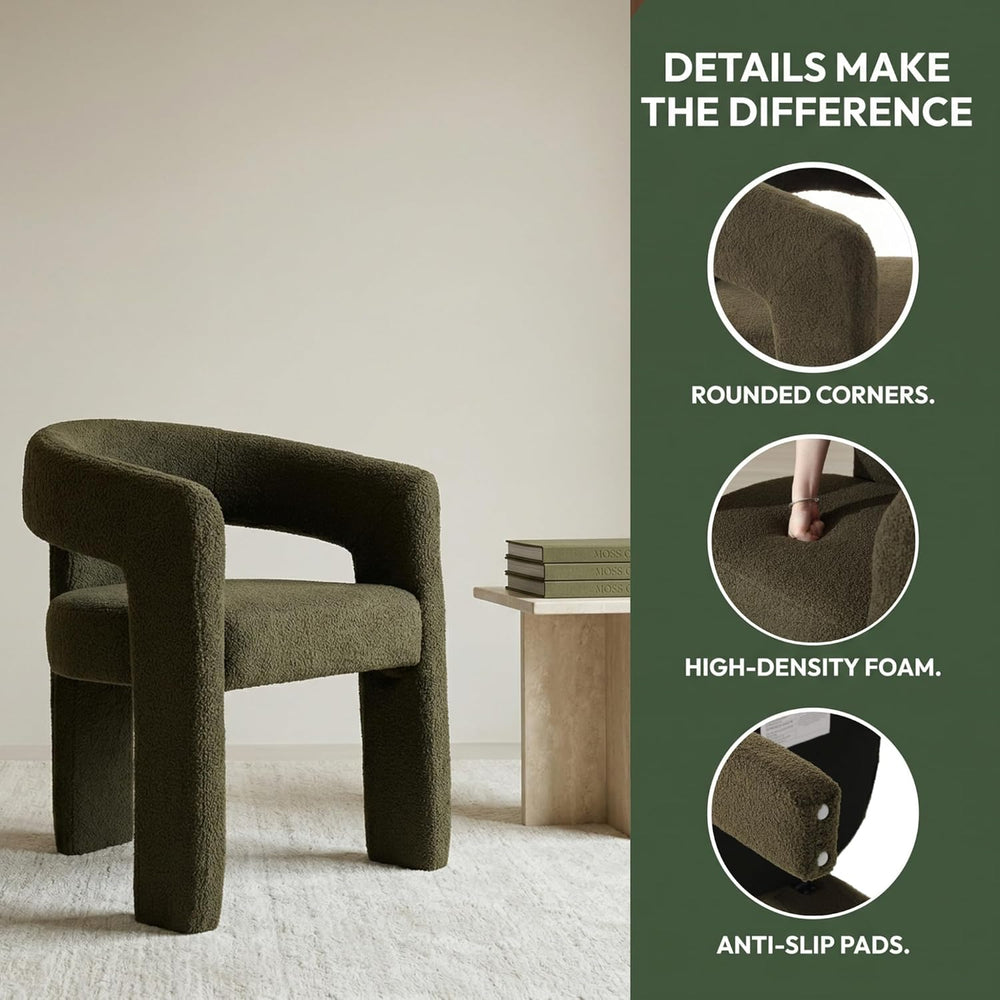 Hyfirm Modern Barrel Dining Chairs Set of 4, Comfy Sherpa Upholstered Accent ...