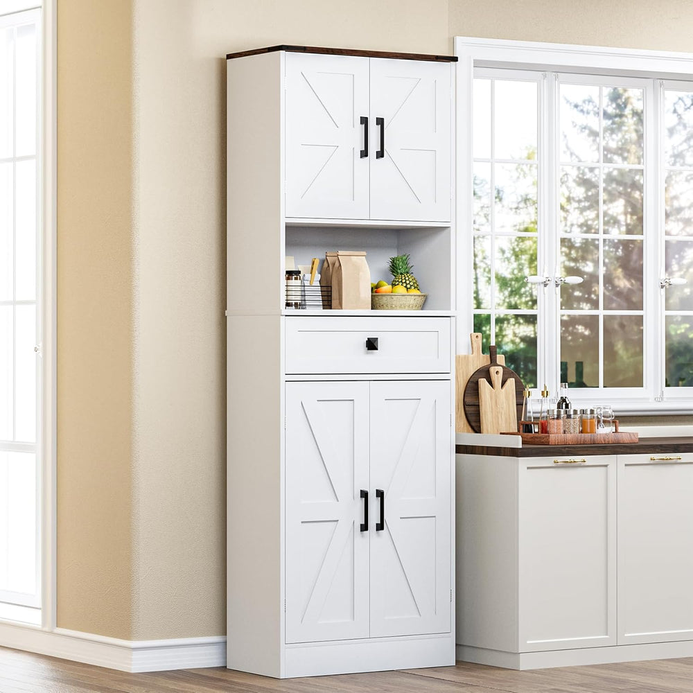 Bigbiglife Farmhouse Kitchen Pantry Cabinet, 67" Tall Kitchen Storage Ca...