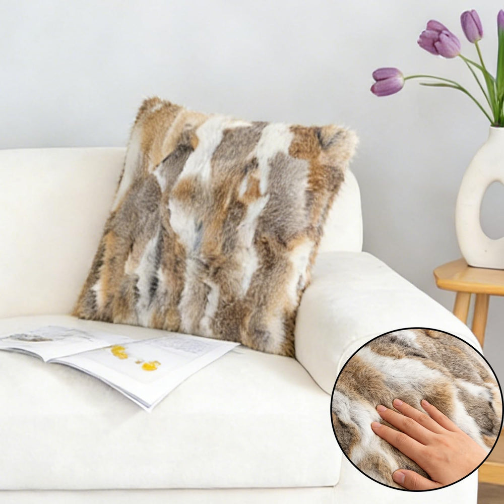 Rabbit Fur Throw Pillow Covers, 20x20 in Decorative Pillowcase
