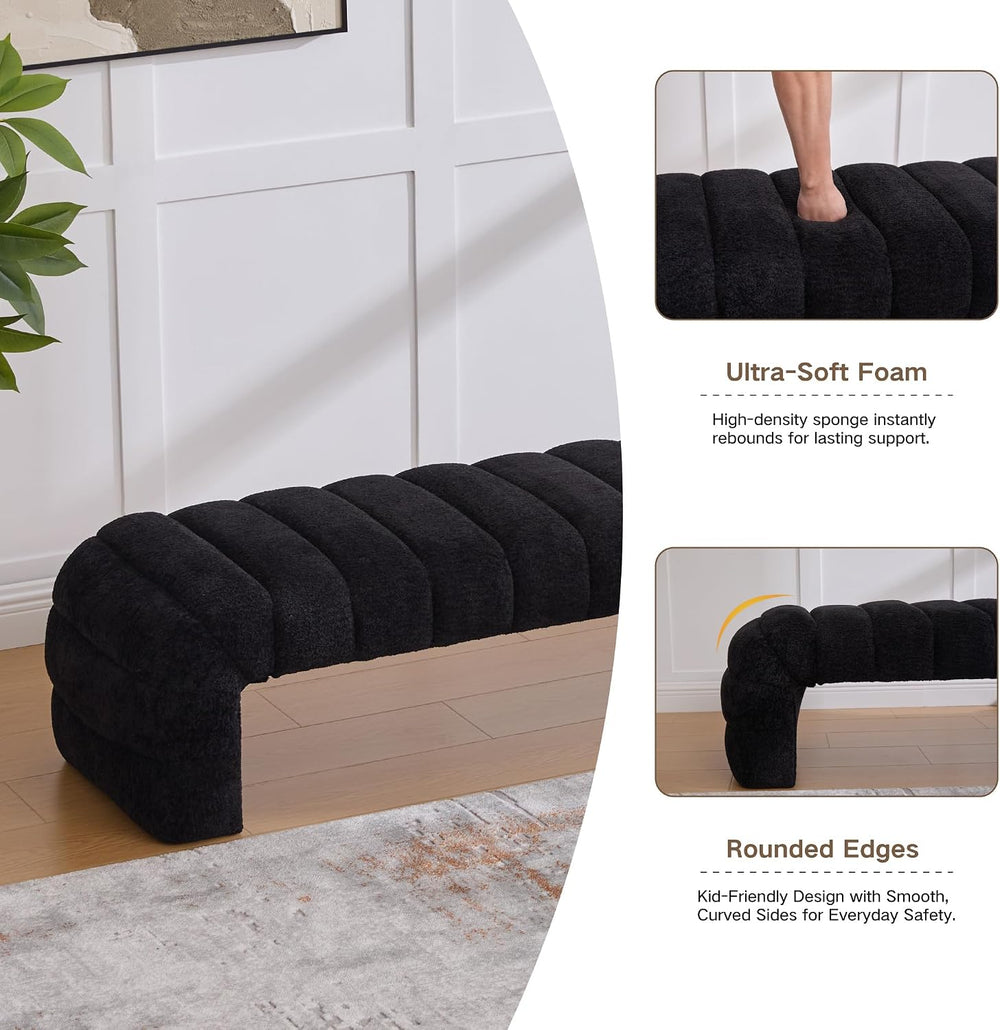 Shoe Bench for Entryway, 69.7''W Modern End of Bed Bench Long Ottoman...