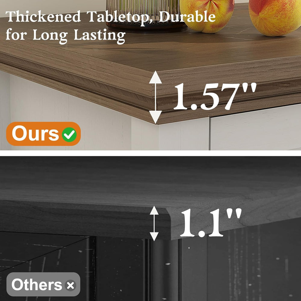 Sunny Heart 65" Large Buffet Storage Cabinet, Farmhouse Kitchen Sideboar...