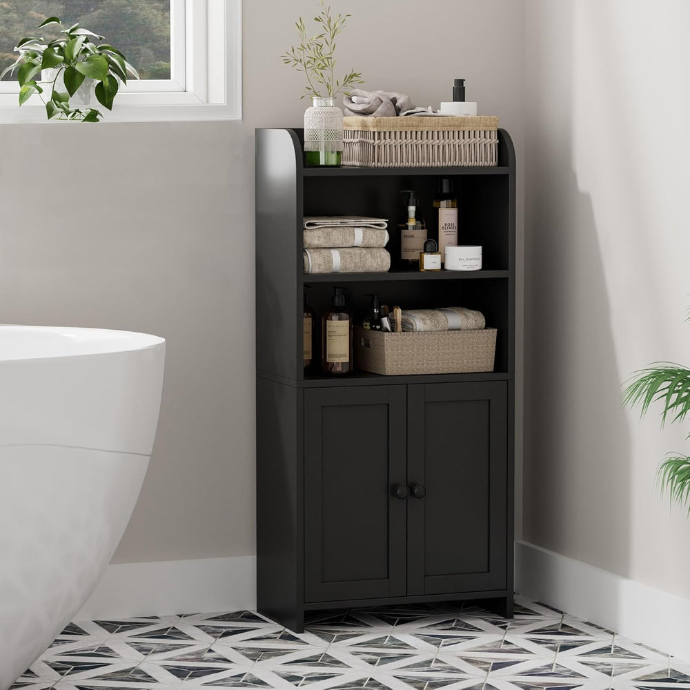 Homhedy Small Bathroom Storage Cabinet, Freestanding Toilet Paper Storage wit...