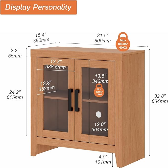 WAMPAT Farmhouse TV Stand for TVs up to 50”, Rustic Wood Entertainment Center...