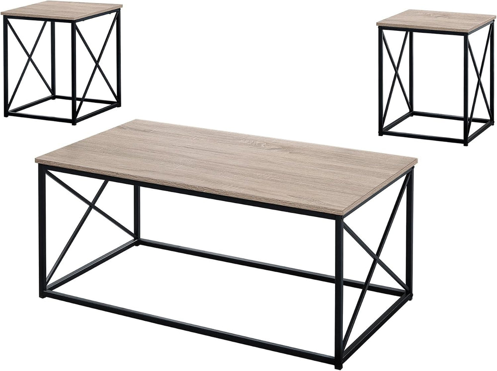 Modern 3-Piece Table Set with Coffee Table and 2 End Tables Brown Laminate Ta...