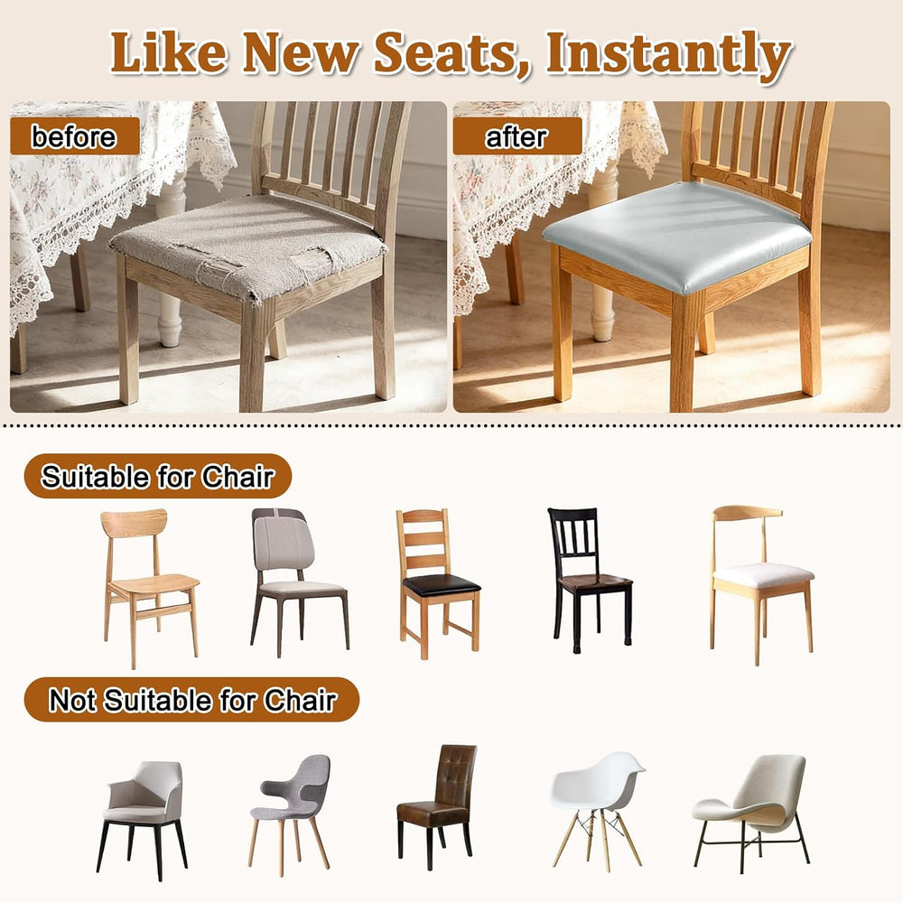 Chair Covers for Dining Chairs Waterproof Seat Covers for Chairs,Grey,Set 6
